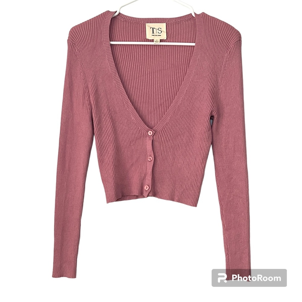 Twine And String Ribbed Crop Cardigan Small - image 1